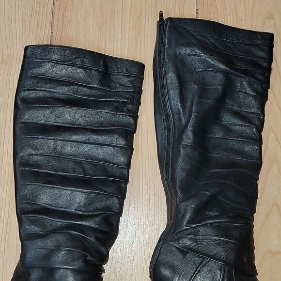 ALDO BLACK SLOUCH HIGH HEEL BOOTS, SIZE 40 (8.5) - Picture 4 of 15